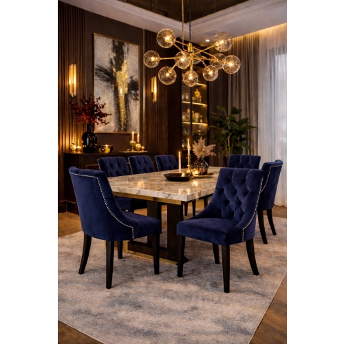 Krzesło Chesterfield PREMIUM KR-21 Tkanina Piano 12 Ciemny granat